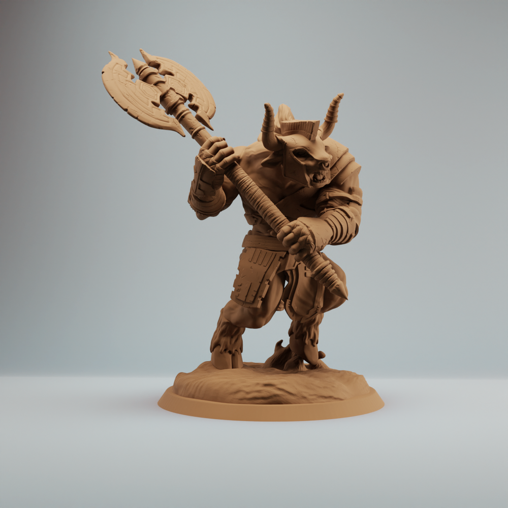 3D Printable Minotaur Gladiator, minotaur with great axe